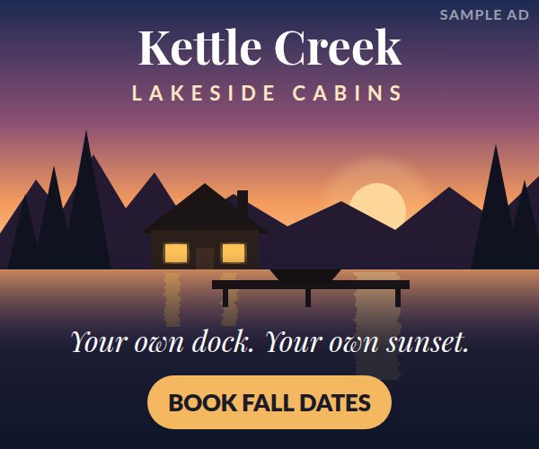Sample ad: Kettle Creek Cabins